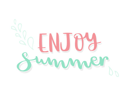 Enjoy summer lettering. Vector illustration, hand drawn designのイラスト素材