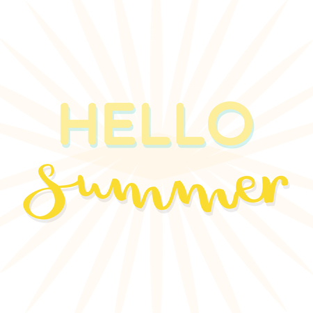 Hello summer lettering. Vector illustration, hand drawn designのイラスト素材