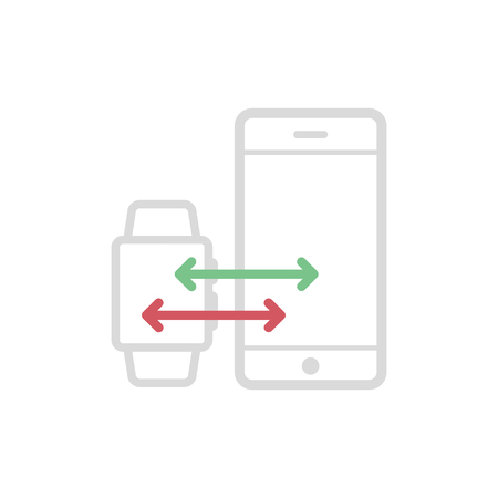 Synchronization between smart watch and smart phone. Vector illustration, flat designのイラスト素材