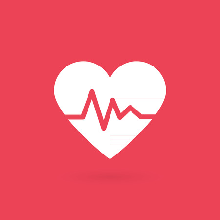 Heartbeat icon. Electrocardiogram, heart rhythm concept. Vector illustration, flat designのイラスト素材