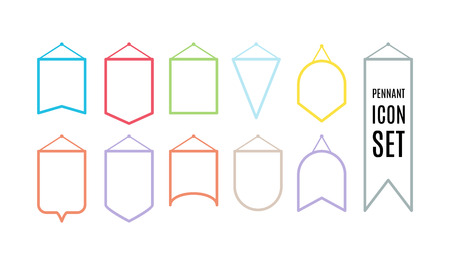 Pennant outline icon set. Vector illustration, flat designのイラスト素材
