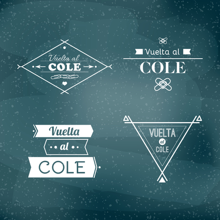Back to school in Spanish. "Vuelta al cole". Set: Welcome back to school labels. Vector illustration, flat designのイラスト素材