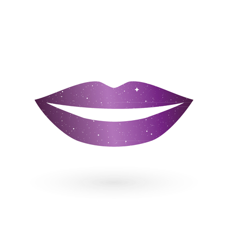 Smiling mouth with universe texture. Vector illustrationのイラスト素材