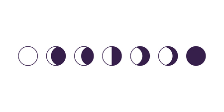 Moon phases. Vector illustration, flat designのイラスト素材