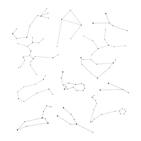 Zodiac Constellations Set. Zodiac signs: Aries, Taurus, Gemini, Cancer, Leo, Virgo, Libra, Scorpio,...