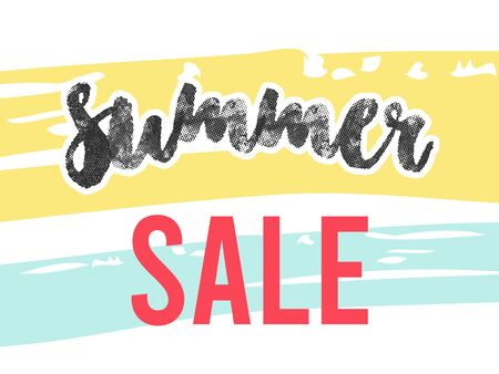Summer sale. Horizontal colorful banner for invitation, flyer, poster or web. Vector illustration, flat designのイラスト素材