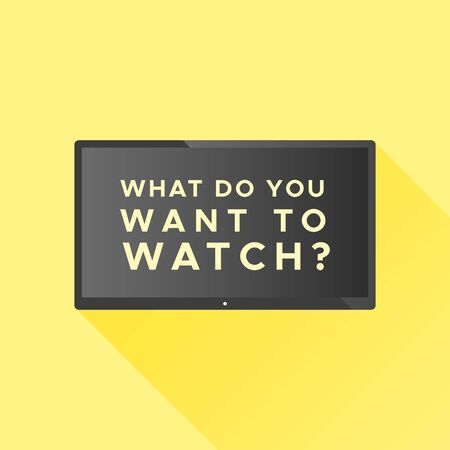 Smart TV with the text: "What do you want to watch?" Concept of streaming television, web television, video on demand. Vector illustration, flat designのイラスト素材