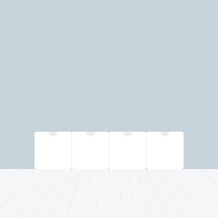 Nordic tv stand in modern empty room. Empty clean wall and wooden floor. Minimal living room. Home interior. Vector illustration, flat designのイラスト素材