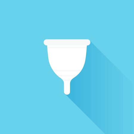 Menstrual cup with long shadow. Female's hygiene product. Alternative sustainable. Vector illustration, flat designのイラスト素材