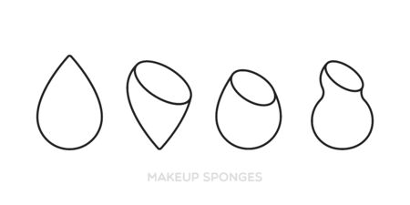 Makeup sponges. Icon set: several types of sponges. Vector illustration, flat designのイラスト素材