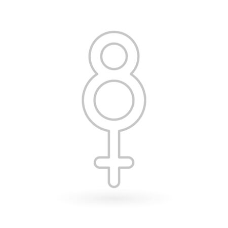 Women's day symbol. Number eight + women gender symbol. International Women's Day. March 8. Vector illustration, flat designのイラスト素材