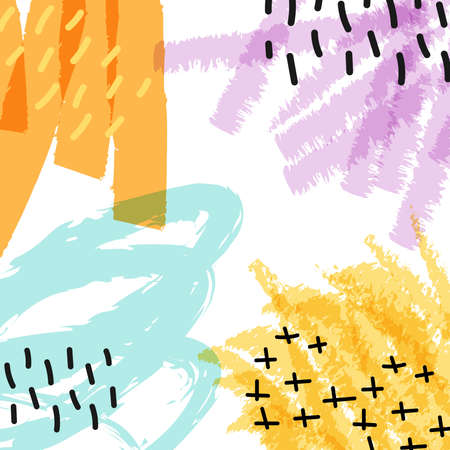 Abstract background with colorful brush strokes and black lines. Copy space. Vector illustration,...