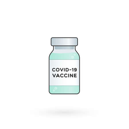 Coronavirus vaccine. Vial bottle. For prevention and immunization from Covid-19. Vector illustration, flat designのイラスト素材