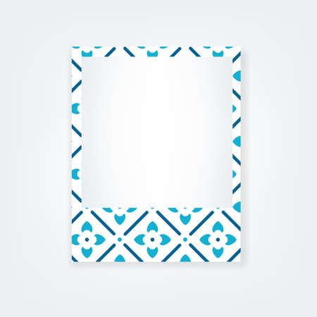 Retro photo frame set. Black and white patterns border. Vector illustration, flat designのイラスト素材