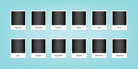 Retro photo frame set. Black and white patterns border. Vector illustration, flat design
