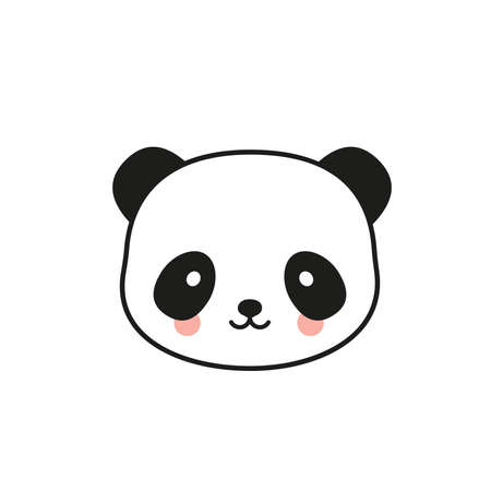 Panda flat icon. Bear panda logo. Black and white.Vector illustration, flat designのイラスト素材