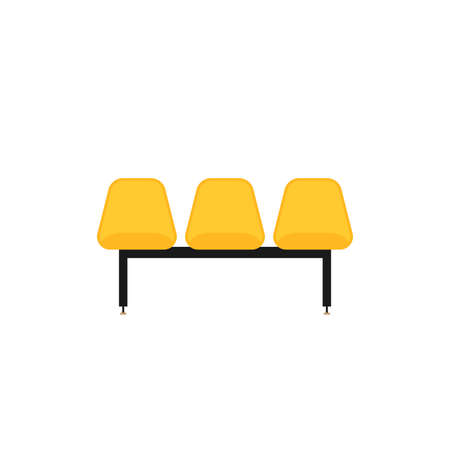 Waiting room icon. Three yellow empty chairs. Vector illustration, flat designのイラスト素材