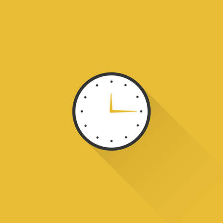 Minimal flat clock with long shadow. Vector illustration, flat designのイラスト素材