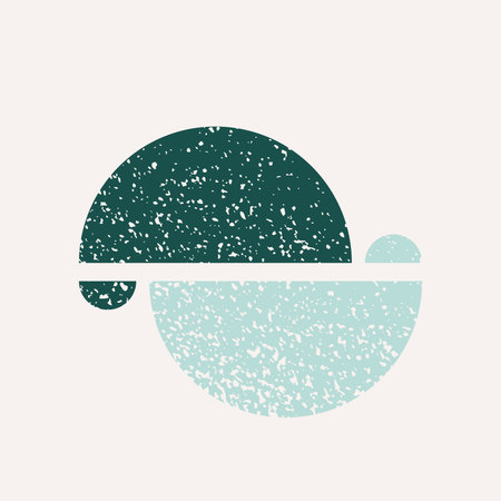 Minimal geometric composition. Semi circles in balance with grunge texture. Vector illustration, flat designのイラスト素材