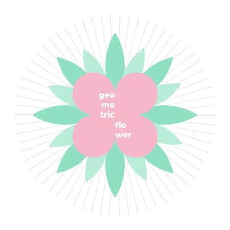 Geometric minimalist flower. Leaves and abstract rays. Vector illustration, flat designのイラスト素材