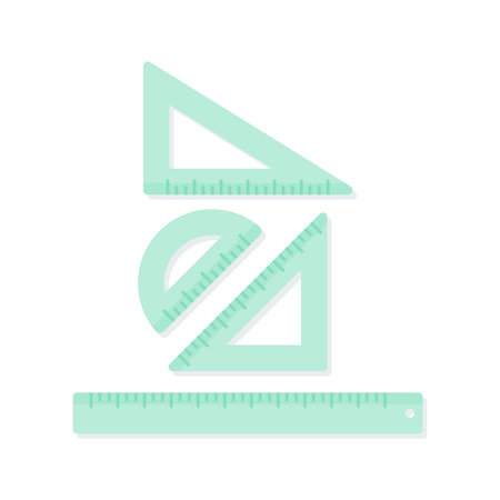 Measurement tool set: ruler, set squares and protractor. Back to school. Vector illustration, flat designのイラスト素材