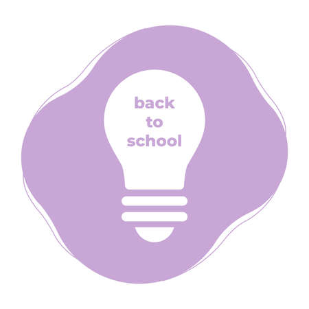 Minimalist violet light bulb background. Back to school. Vector illustration, flat designのイラスト素材
