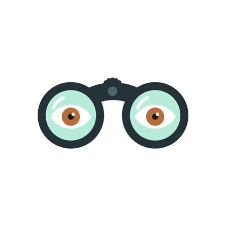 Binoculars with eyes icon. Concept of observation, privacy, curiosity, research. Vector illustration, flat designのイラスト素材