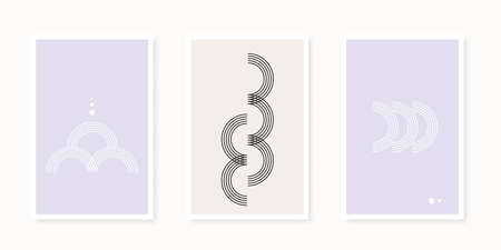 Abstract geometric shapes poster collection. line art Minimalist wall decoration, print or postcard....