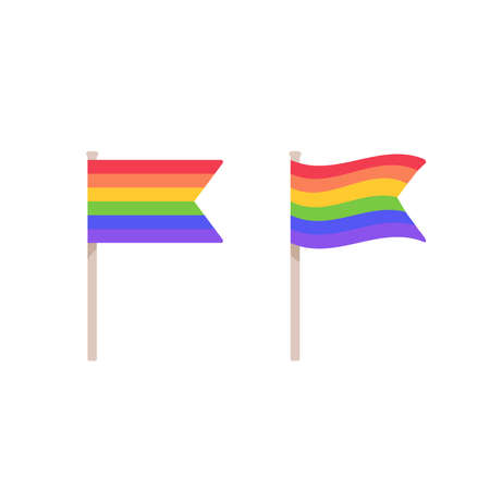 Pride LGBTQ flag icon set. Rainbow symbols. Gay PrideMonth. Vector illustration, flat designのイラスト素材