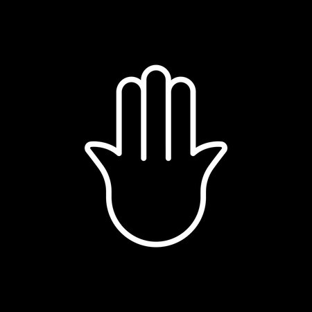 Hamsa minimal icon. White outline. Concept of evil eye protection and misfortunes. Vector illustration, flat designのイラスト素材