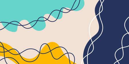 Abstract organic wavy shapes background. Hand drawn colorful banner. For newsletter, web header,...