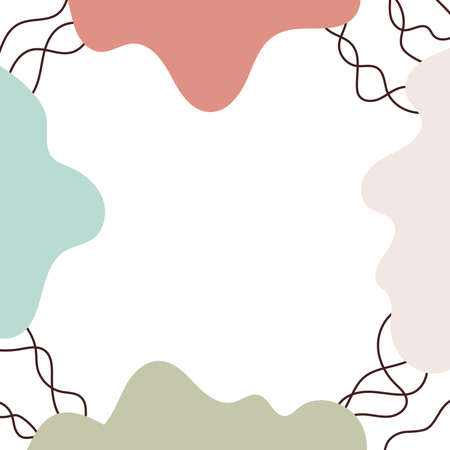 Organic shapes background. Hand drawn autumn colors banner. For social media post, web, promotional banner, advertising and branding. Vector illustration, flat designのイラスト素材