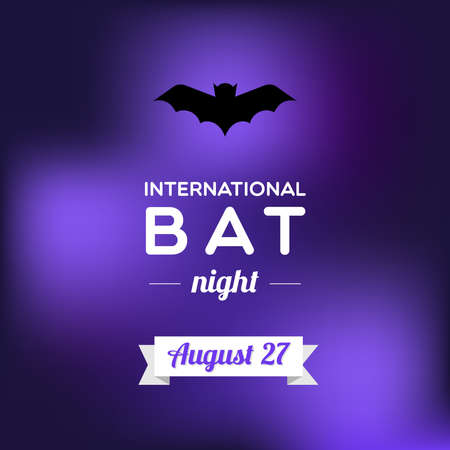 International Bat Night. August 27. Bat black icon. Vector illustration, flat designのイラスト素材