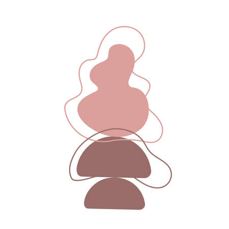 Organic shapes composition. Hand drawn brown colors banner. For social media post, web, promotional banner, advertising and branding. Vector illustration, flat designのイラスト素材