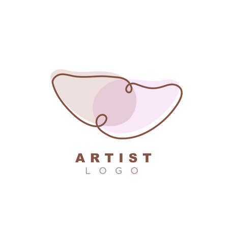 Artist logo. Hand drawn organic shapes background. For company brand, packaging, product and social media post. Vector illustration, flat designのイラスト素材