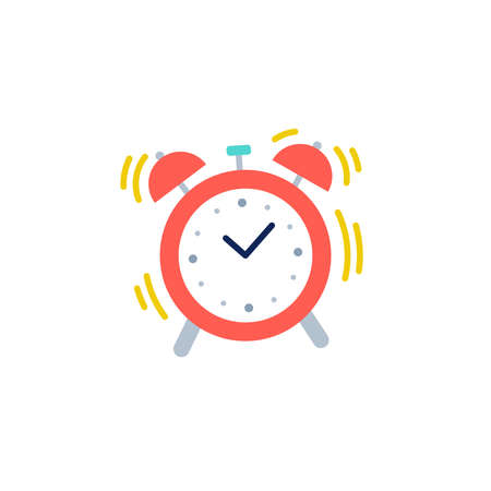 Alarm clock ring minimalistic icon. Colorful filled pictogram. Desktop clock. Concept of get up early, timer, schedule. Vector illustration, flat designのイラスト素材
