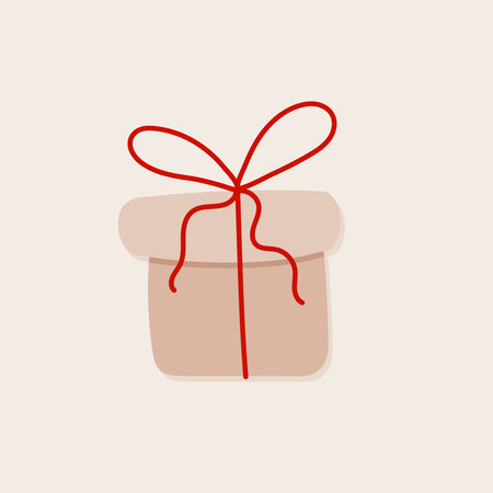 Happy Valentine's Day. Gift box with red ribbon. Hand drawn doodle. Vector illustration, flat designのイラスト素材