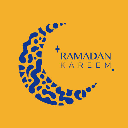 Ramadan Kareem. Greeting card with moon and stars. Vector illustration, flat designのイラスト素材