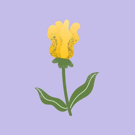 Hand drawn flower with rounded shapes and textures. Vector illustration, flat designのイラスト素材