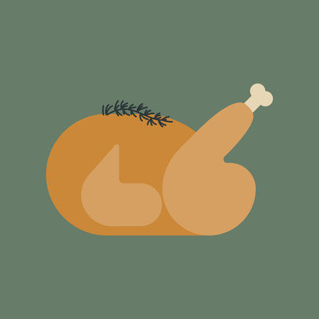 Roasted turkey. Traditional dinner for Thanksgiving. Vector illustration, flat designのイラスト素材