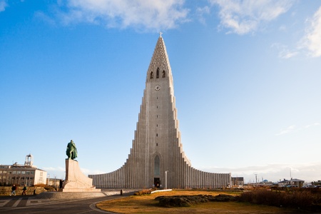 Hallgrimskirkja church in Reykjavik, Icelandの写真素材