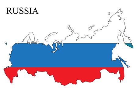 Russia map with flag and nameのイラスト素材