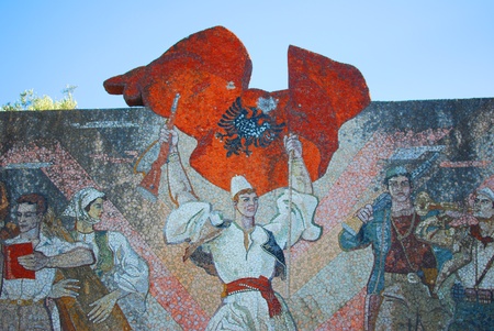Mosaic on the streets of Tirana in Albaniaの写真素材