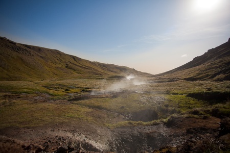 Thermal areas in the mountains of Icelandの写真素材