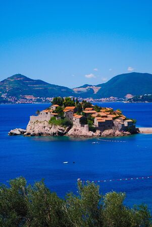 Pearl of Montenegro - Sveti Stefan, Balkans, Europeのeditorial素材