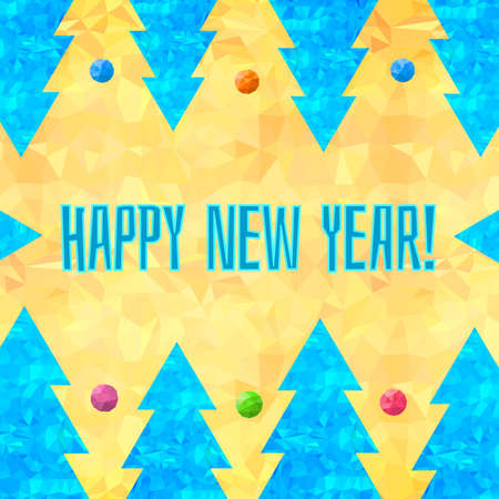 Christmas Trees With Christmas Balls - Vector Happy New Year Illustrationのイラスト素材