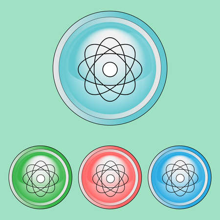 Ecological Natural Signs and Symbols Badges. Digital background vector icons set isolated on colorful round buttons. Good for logotypes and ecology branding.のイラスト素材