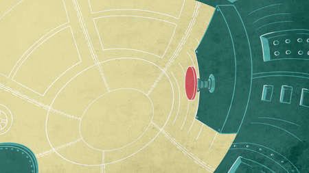 Futuristic cockpit in a rocket. Spaceship interior. Digital background raster illustration.の写真素材
