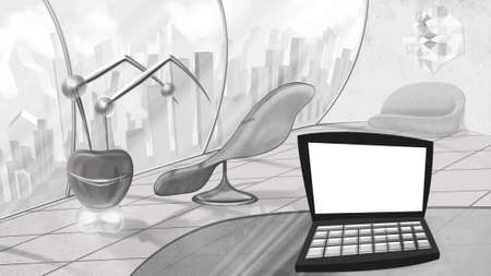 High tech dentist office. Digital background raster illustration.の写真素材
