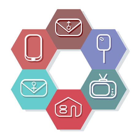 Nowadays leisure concept. Online dating icon set isolated on white. Digital background vector illustration.のイラスト素材